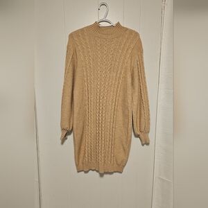 Suzy Shier Tan Cable Knit Mini Dress